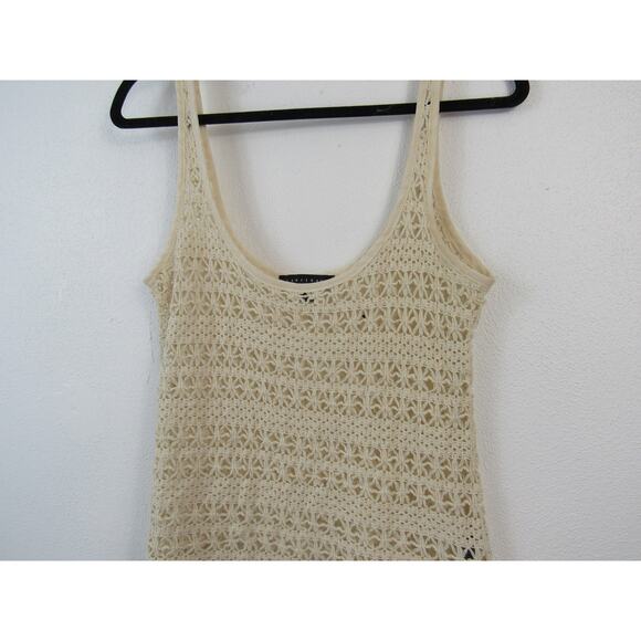 Sanctuary Small Cream Woven Crochet Tank Top Scoop Neck Bohemian Trendy Earthy - Picture 4 of 6
